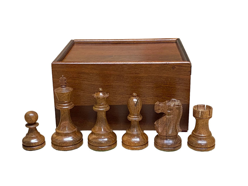 3.75 Inch Reykjavik Acacia and Boxwood Pieces & Slide Box - Official Staunton™ 